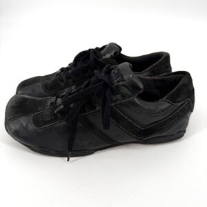 Vintage Y2K PONY Men 9.5 Sneakers Black Leather Suede Retro Racing Street Low